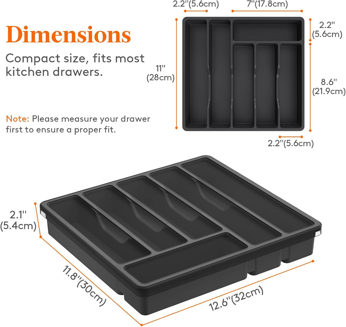 Silverware Organizer with Lid, Covered Utensil Tray, 12.6x11.8