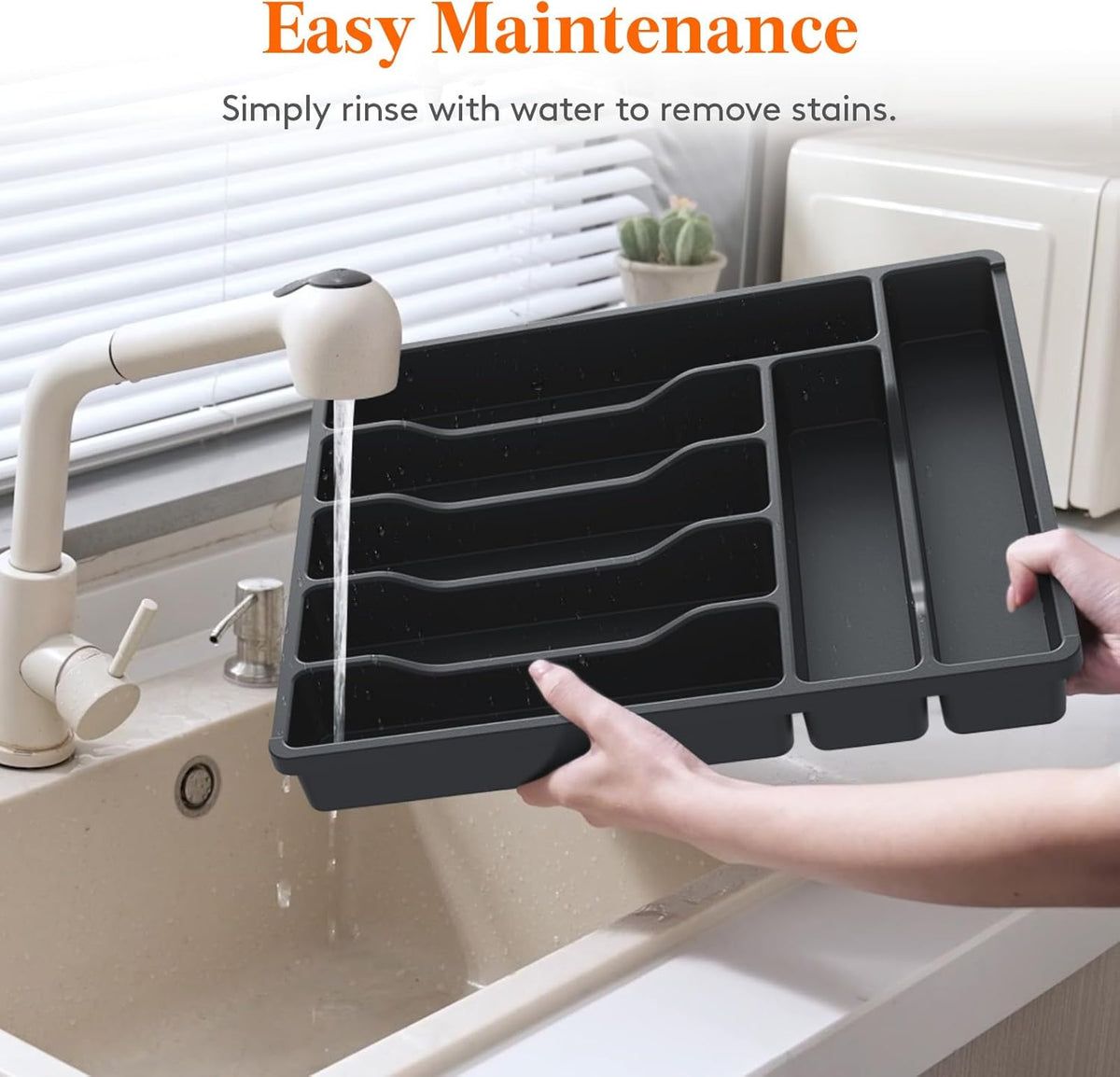 Silverware Organizer with Lid, Covered Utensil Tray, 12.6x11.8