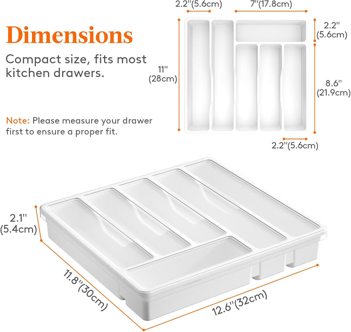 Silverware Organizer with Lid, Covered Utensil Tray, 12.6x11.8
