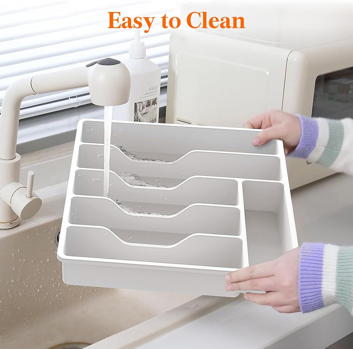 Silverware Organizer with Lid, Covered Utensil Tray, 12.6x11.8