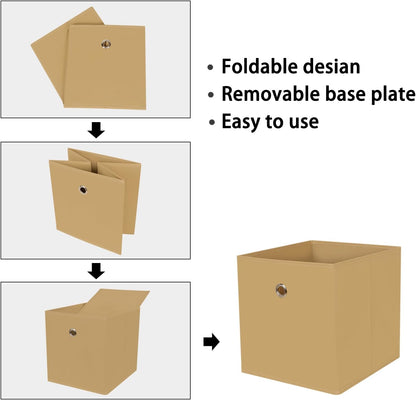 Black Foldable Storage Cubes Bins ,11 Inch Cloth Storage Cube Fabric Storage Box Cubes Organizer Baskets with Handles for Home Organizer Set of 3 (Black)