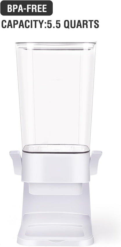 Cereal Dispenser Countertop,5.5L Cereal Containers Storage Dispenser for Pantry,Dry Food Storage Rice Containers,Candy Dispenser,Snack Organizer Machine for Grains, Nuts,Oatmeal, Pet Food White