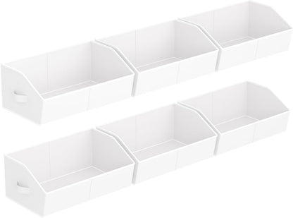 Homsorout Closet Organizers Bins 6 Packs - Large Closet Shelf Organizer with Handles, Fabric Trapezoid Storage Bins, Collapsible Storage Cubes for Clothes, Towels, Light Gray