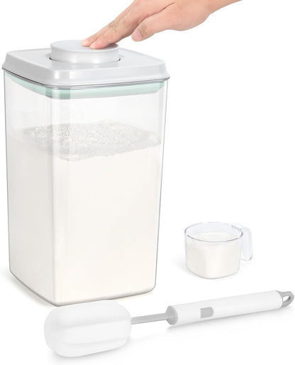 TBMax Rice Flour Storage Container with Automatic Flip-up Lid 25 Lbs | 12.68 Qt, Tall and Narrow Food Storage Flour Bin for Kitchen Pantry Organization, Pet Dog Cat Food Storage Container