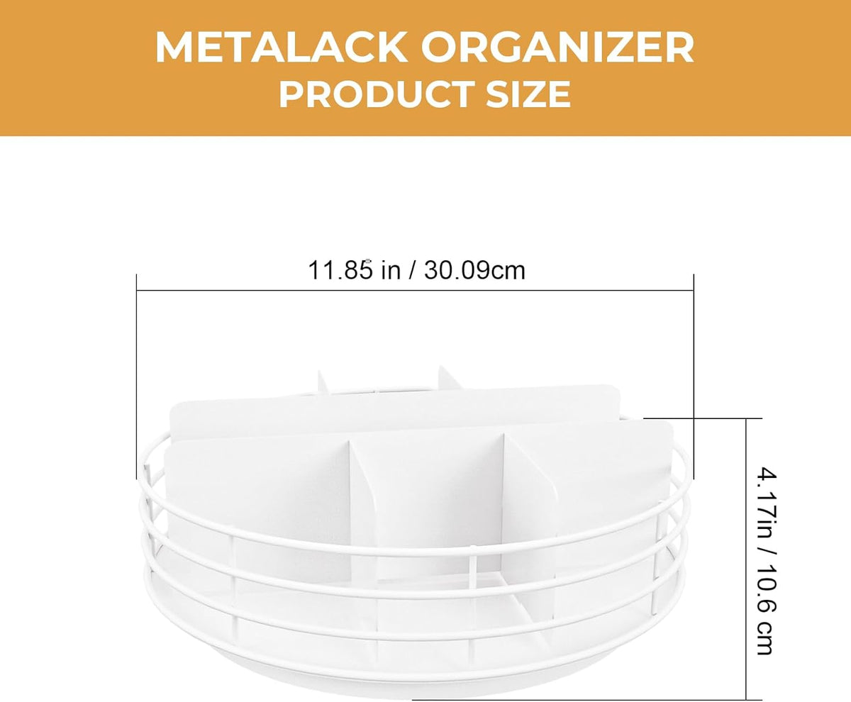 Snack Organizer - Versatile Snack Storage 2 Tier Lazy Susan with Convenient Grab-and-Go Design, Wood and Metal Snack Holder for Home, Office, Breakroom, 12.13" L x 12.13" W x 12.56" H