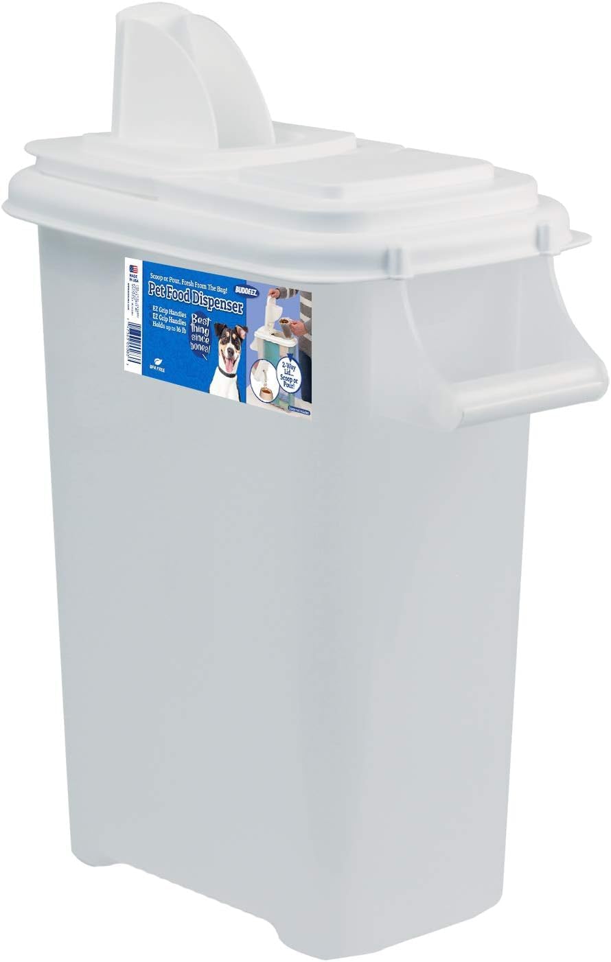 Buddeez Airtight Pet Food Storage Container - 50 QT/50 LB Capacity Dog Food Storage Container - Cat Food Container, Bird Seed Storage Container, Rolling Storage Bin, Air Tight with Handle & Scoop