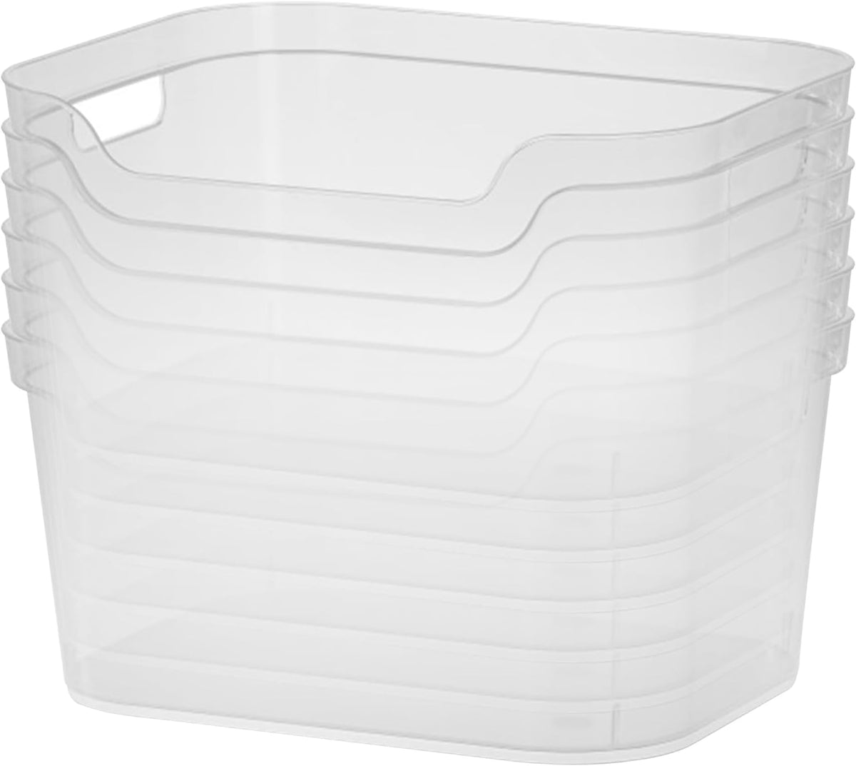 Sterilite 7 x 11 x 14.25 Inch Polished Open Scoop Front Storage Bin with Comfortable Carry Through Handles for Household Organization, Clear