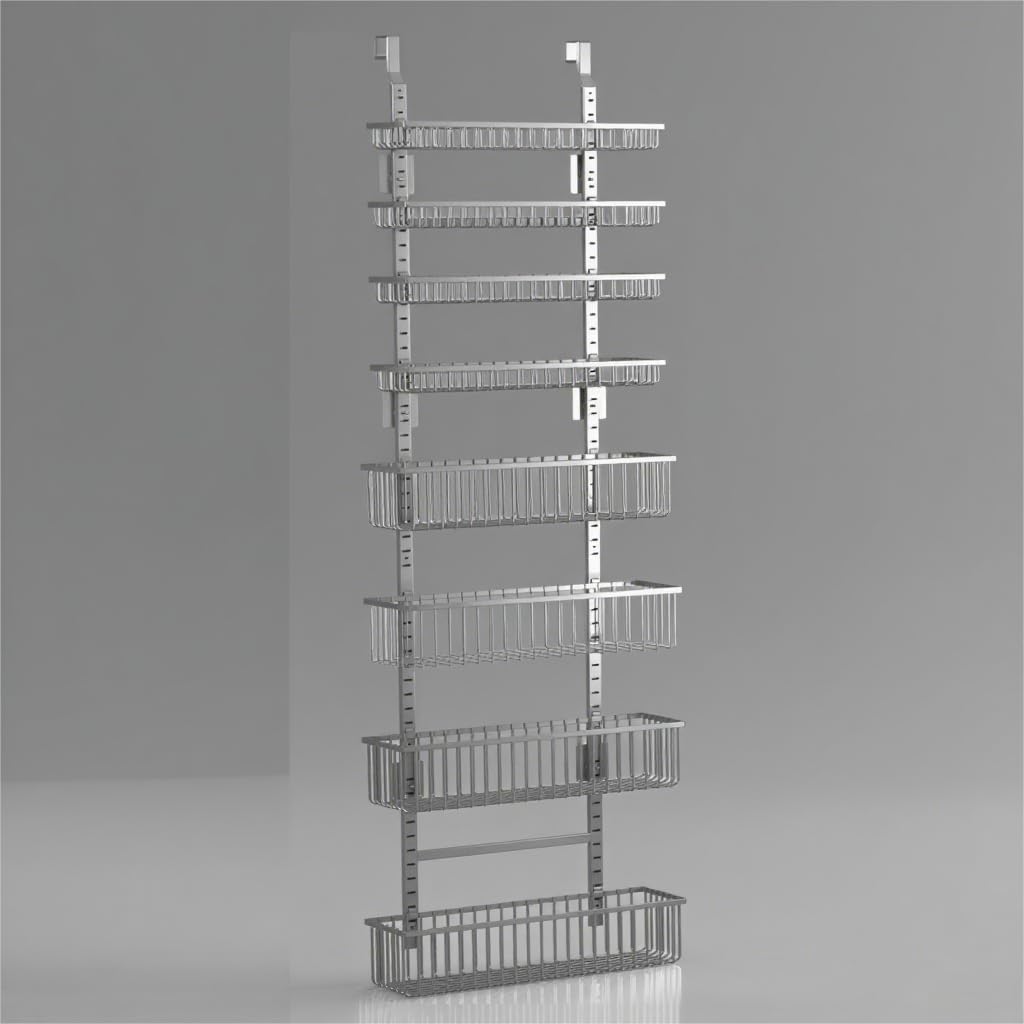 Moforoco White Over The Door Pantry Organizer, Pantry Organization and Storage, Metal Hanging Spice Rack Shelves Door, Seasoning Shelves, Laundry Room Organization, House and Kitchen Essentials