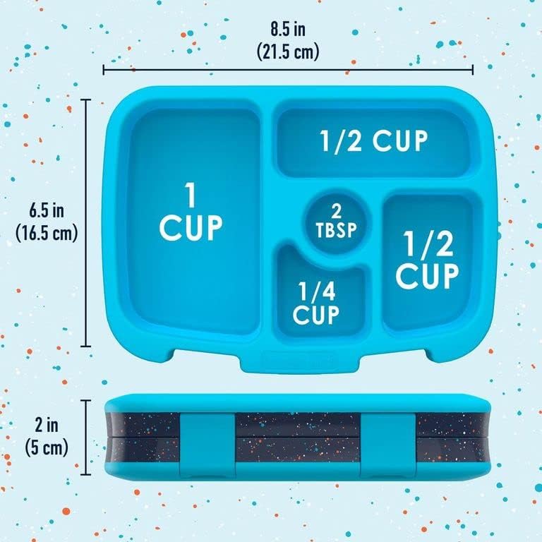 Bentgo Kids Bento-Style 5-Compartment Leak-Proof Lunch Box - Ideal Portion Sizes for Ages 3 to 7 - Durable, Drop-Proof, Dishwasher Safe, PFAS & BPA-Free & Made with Food-Safe Materials (Blue)