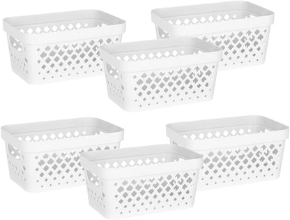 Glad Plastic Baskets for Organizing, Set of 6 | Pantry Storage for Under Counter, Linen Closet, and Bathroom | Nesting Shelf Bins with Handles, 1 Gallon, Grey