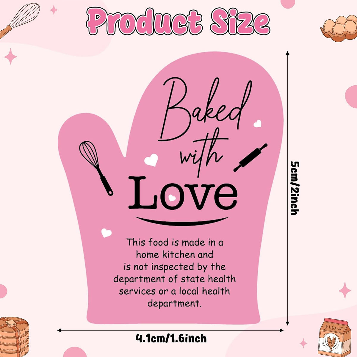 Cottage Food Law Labels Stickers - 500 Count Homemade with Love Adhesive Round Decal Roll, Made in a Home Kitchen Inspection Statement Thermal Printed for Baked Food Packaging (2 x 2 Inch)