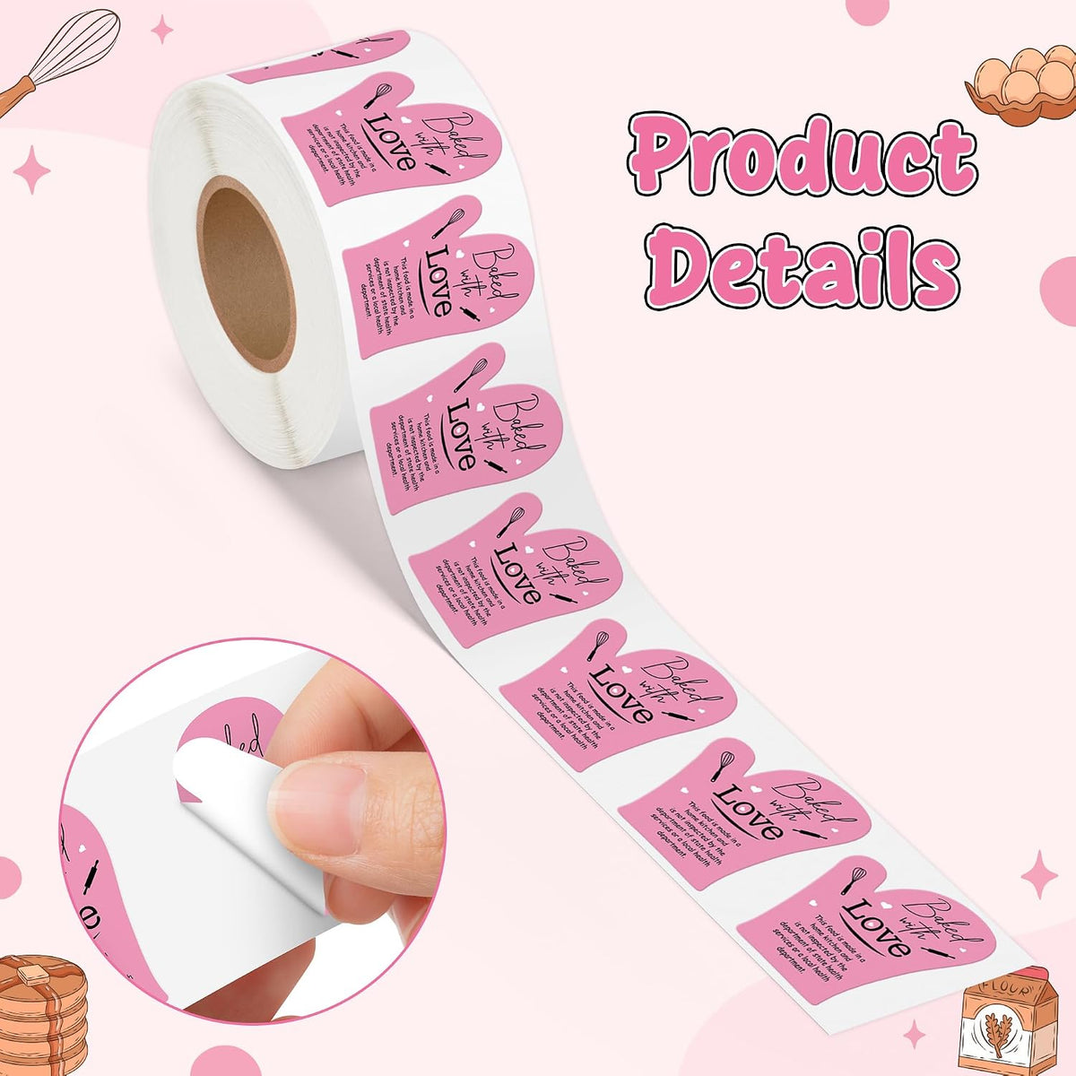 Cottage Food Law Labels Stickers - 500 Count Homemade with Love Adhesive Round Decal Roll, Made in a Home Kitchen Inspection Statement Thermal Printed for Baked Food Packaging (2 x 2 Inch)