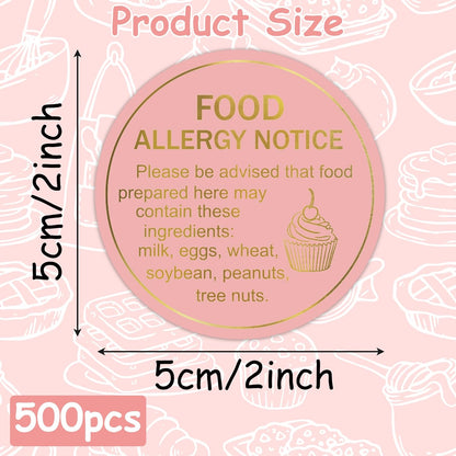 Cottage Food Law Labels Stickers - 500 Count Homemade with Love Adhesive Round Decal Roll, Made in a Home Kitchen Inspection Statement Thermal Printed for Baked Food Packaging (2 x 2 Inch)