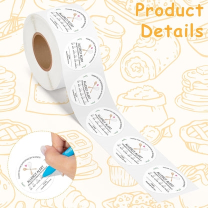 Cottage Food Law Labels Stickers - 500 Count Homemade with Love Adhesive Round Decal Roll, Made in a Home Kitchen Inspection Statement Thermal Printed for Baked Food Packaging (2 x 2 Inch)