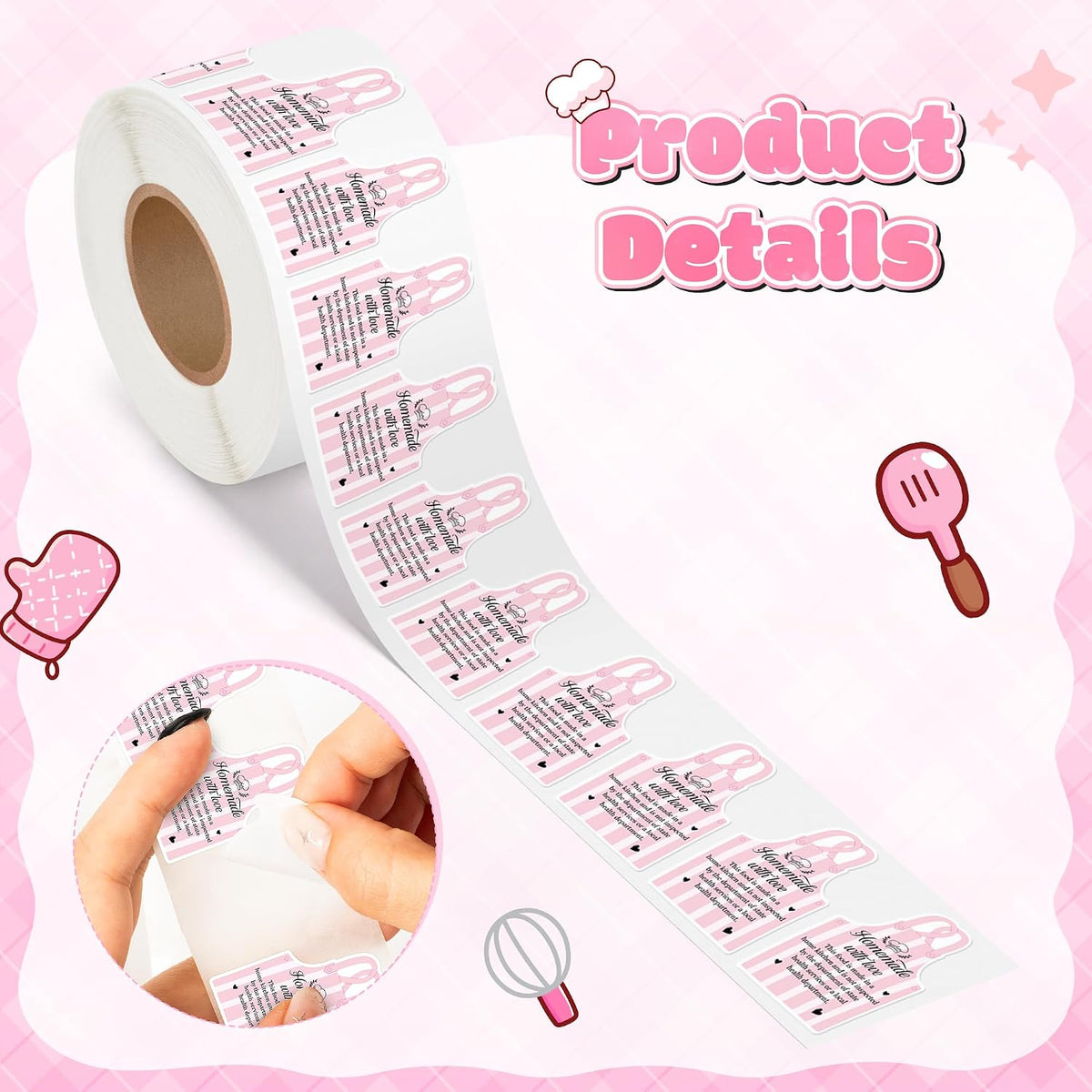 Cottage Food Law Labels Stickers - 500 Count Homemade with Love Adhesive Round Decal Roll, Made in a Home Kitchen Inspection Statement Thermal Printed for Baked Food Packaging (2 x 2 Inch)