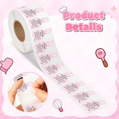Cottage Food Law Labels Stickers - 500 Count Homemade with Love Adhesive Round Decal Roll, Made in a Home Kitchen Inspection Statement Thermal Printed for Baked Food Packaging (2 x 2 Inch)
