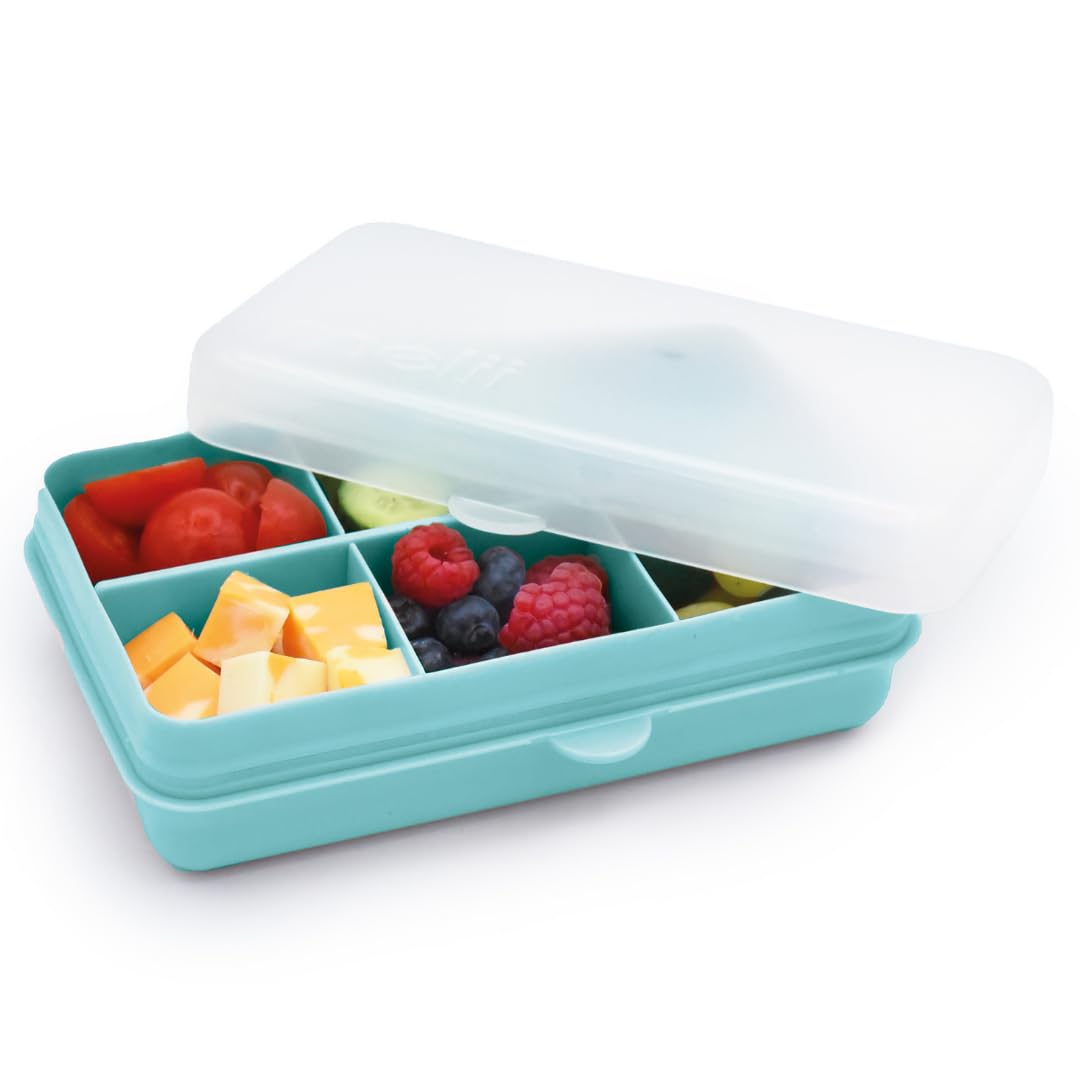 melii Snackle Box | 6-Compartment Divided Snack Container, BPA-Free Food Storage with Removable Dividers for School, Travel & On-the-Go Snacking Purple Cat