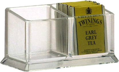 Clear Acrylic Two Lattices Tea Bags Holder Coffee Sugar Bag Case Guest Room Storage Boxes YTBH-001