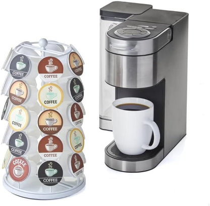Nifty K Cup Holder – Compatible with K-Cups, Coffee Pod Carousel | 35 K Cup Holder, Spins 360-Degrees, Lazy Susan Platform, Modern Black Design, Home or Office Kitchen Counter Organizer