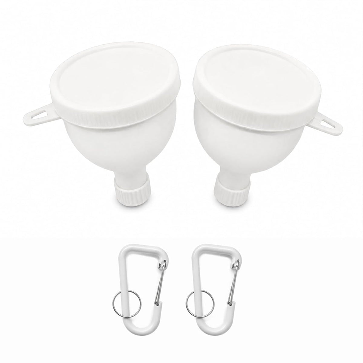 2 Pack Premium Protein Powder Containers - Portable Pre Workout and Protein Funnels for Filling Water Bottles, Shaker Bottles w/Protein Powder,with Sturdy Carabiners（50ml）