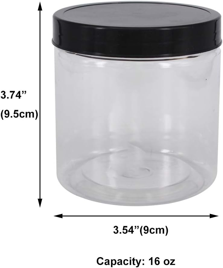 zmybcpack 16 oz Plastic Jars with Lids, Extra Labels, 1 Pen, Clear PET Seal Jar for Food Storage,Wide Opening Storage jar For Dry Food, Peanut, Powder, Kitchen & Craft Storage