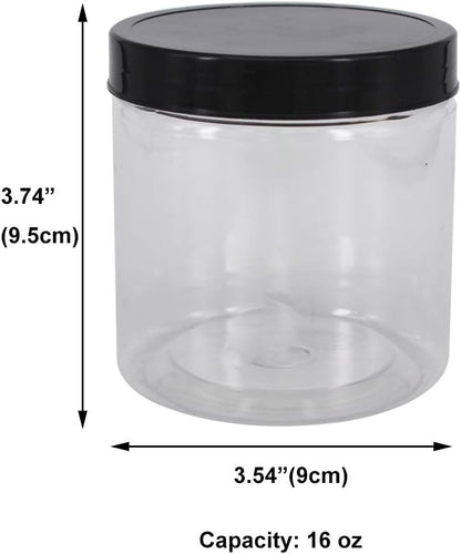 zmybcpack 16 oz Plastic Jars with Lids, Extra Labels, 1 Pen, Clear PET Seal Jar for Food Storage,Wide Opening Storage jar For Dry Food, Peanut, Powder, Kitchen & Craft Storage