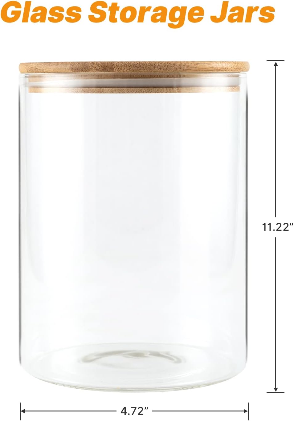 YUNCANG Glass Storage Jars 6 Pack 37oz Clear Glass Food Storage Containers with Airtight Bamboo Lid Stackable Kitchen Canisters for Candy,Cookie,Rice,Sugar,Flour,Pasta,Nuts and Spice Jars(Square)