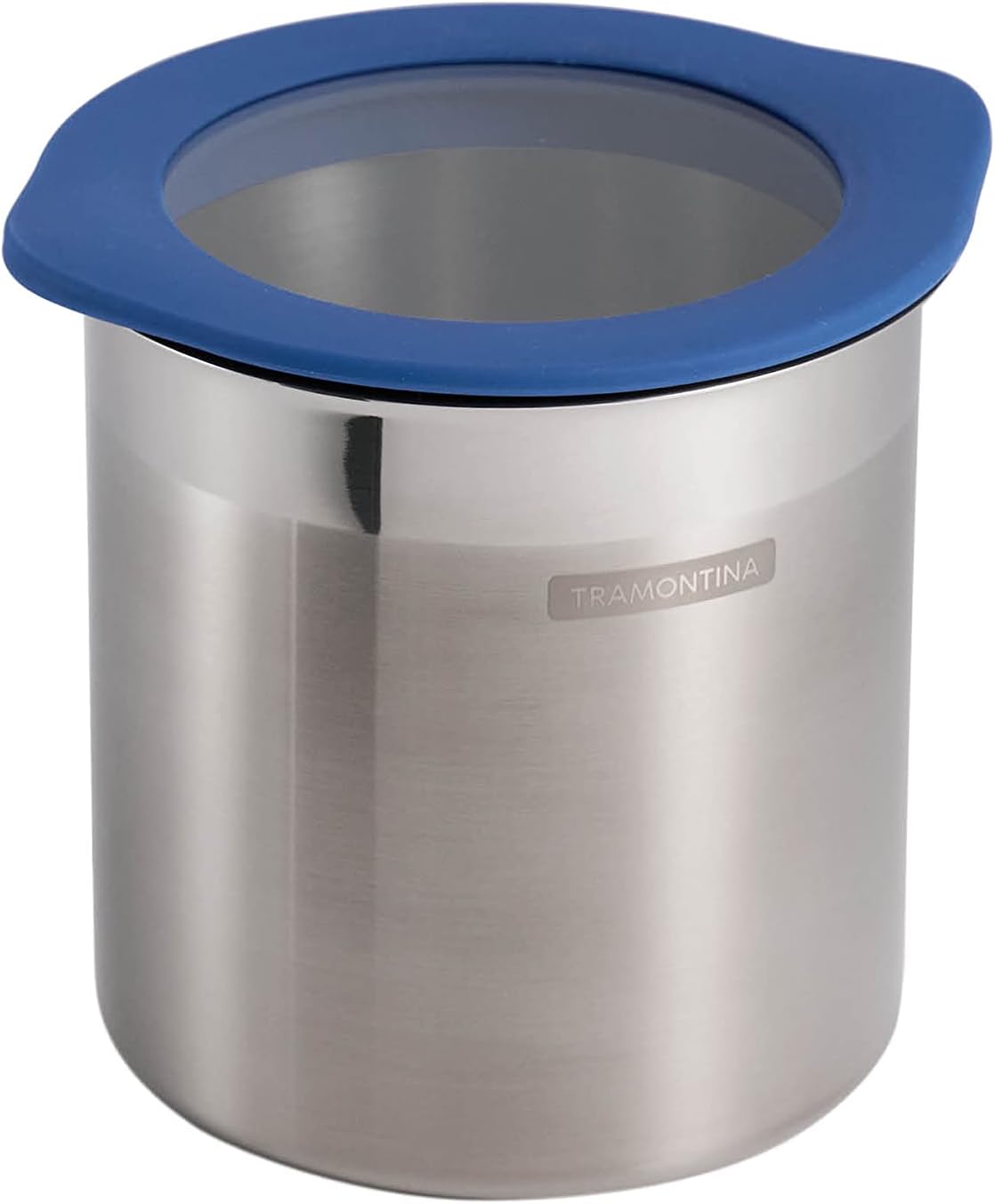 Tramontina 4-Piece Food Storage Containers with Silicone Lids, Stainless Steel Reusable Canister Set, Kitchen Pantry Organizer for Oats, Flour, Cereal, Sugar, Snacks (Blue)