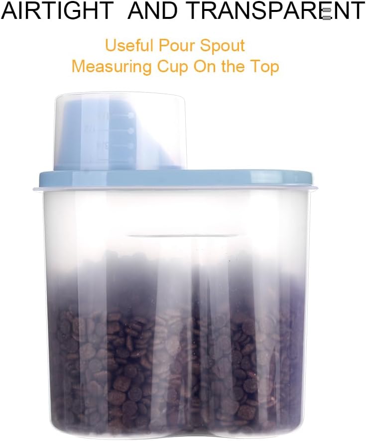 2 Pack 2lb/2.5L Pet Food Storage Container with Measuring Cup, Can Covers and Bowl for Small Dog, Cat, Waterproof-BPA Free