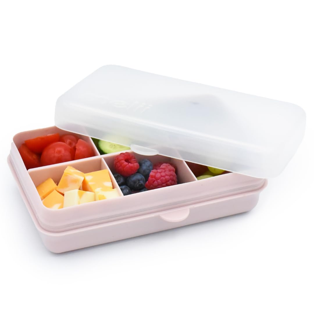 melii Snackle Box | 6-Compartment Divided Snack Container, BPA-Free Food Storage with Removable Dividers for School, Travel & On-the-Go Snacking Purple Cat