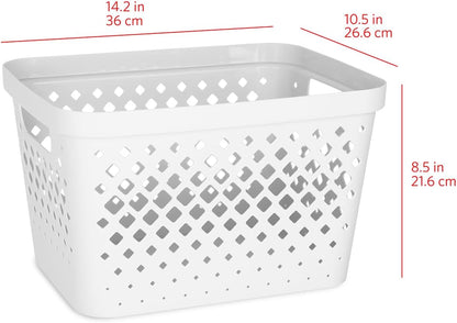 Glad Plastic Baskets for Organizing, Set of 6 | Pantry Storage for Under Counter, Linen Closet, and Bathroom | Nesting Shelf Bins with Handles, 1 Gallon, Grey
