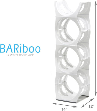 Bariboo Stackable Water Bottle Storage Rack Best Water Jugs 5 Gallon Organizer. Jug Holder for Kitchen, Cabinet and Office Organizing. Reinforced Polypropylene (Silver, 4 No Shelf)