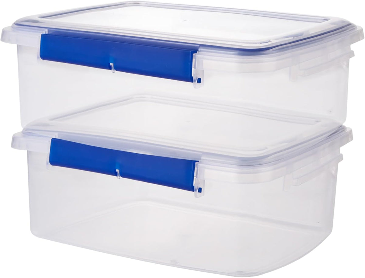2 Pcs Large Food Storage Containers with Airtight Lid, 5.5L Reusable Meal Prep Container, Food-Grade Plastic Bread Box for Homemade Bread, Cookies, Food