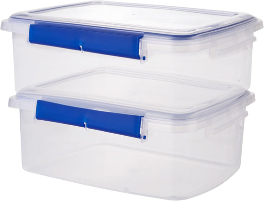 2 Pcs Large Food Storage Containers with Airtight Lid, 5.5L Reusable Meal Prep Container, Food-Grade Plastic Bread Box for Homemade Bread, Cookies, Food