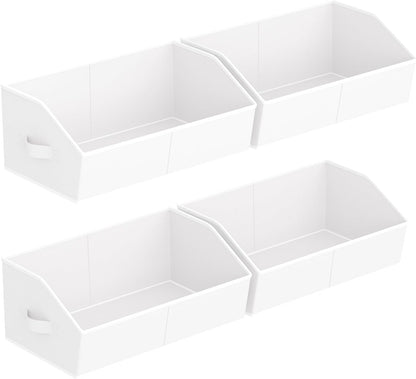 Homsorout Closet Organizers Bins 6 Packs - Large Closet Shelf Organizer with Handles, Fabric Trapezoid Storage Bins, Collapsible Storage Cubes for Clothes, Towels, Light Gray