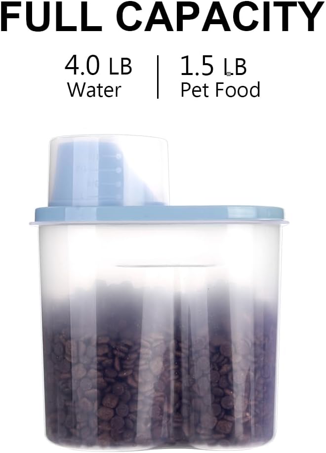 2 Pack 2lb/2.5L Pet Food Storage Container with Measuring Cup, Can Covers and Bowl for Small Dog, Cat, Waterproof-BPA Free