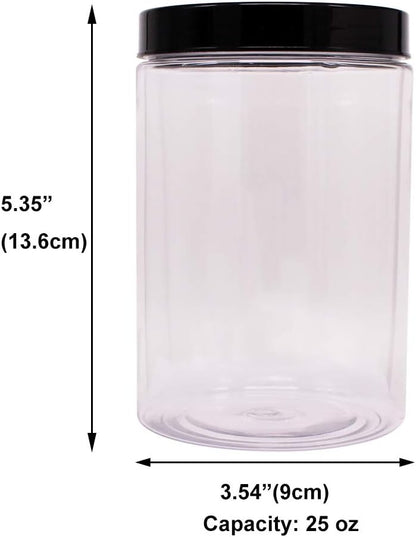 zmybcpack 16 oz Plastic Jars with Lids, Extra Labels, 1 Pen, Clear PET Seal Jar for Food Storage,Wide Opening Storage jar For Dry Food, Peanut, Powder, Kitchen & Craft Storage