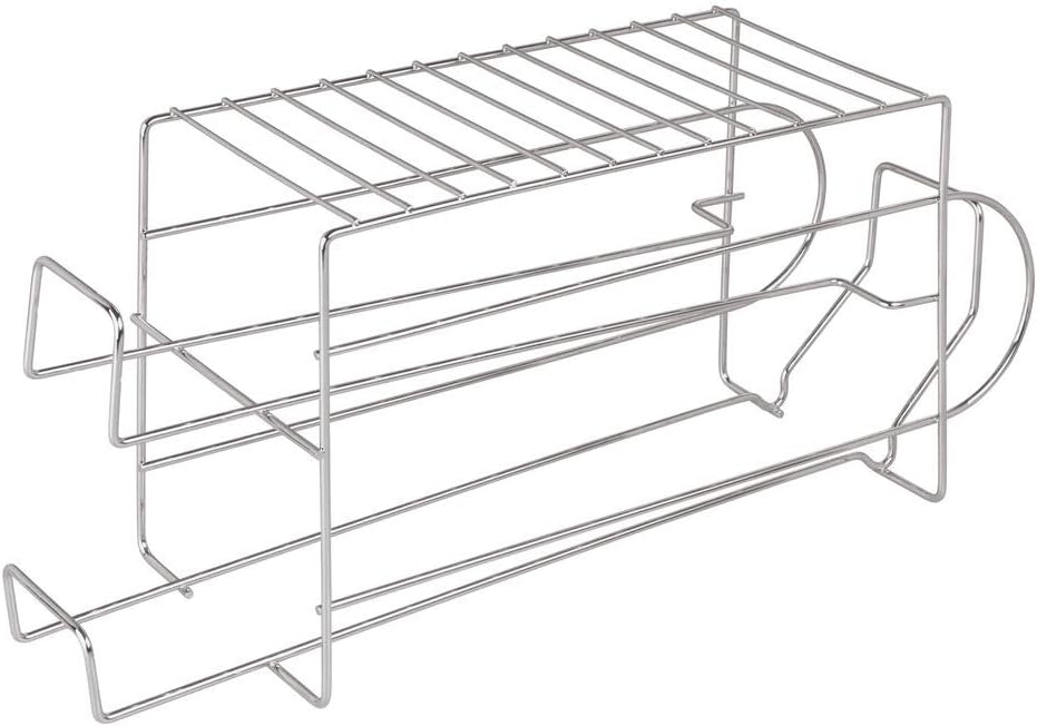 mDesign 2-Tier Metal Wire Standing Pop/Soda and Food Can Dispenser Storage Rack Organizer with Top Shelf for Kitchen Pantry, Countertop, Cabinet - Holds 12 Cans - Chrome