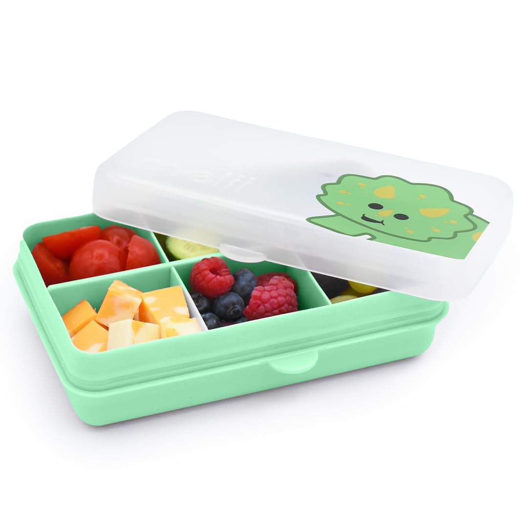 melii Snackle Box | 6-Compartment Divided Snack Container, BPA-Free Food Storage with Removable Dividers for School, Travel & On-the-Go Snacking Purple Cat