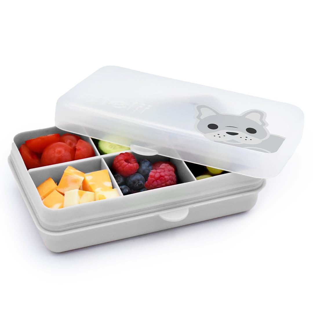 melii Snackle Box | 6-Compartment Divided Snack Container, BPA-Free Food Storage with Removable Dividers for School, Travel & On-the-Go Snacking Purple Cat
