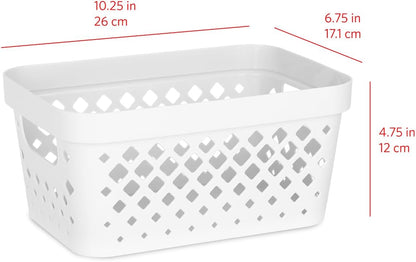 Glad Plastic Baskets for Organizing, Set of 6 | Pantry Storage for Under Counter, Linen Closet, and Bathroom | Nesting Shelf Bins with Handles, 1 Gallon, Grey