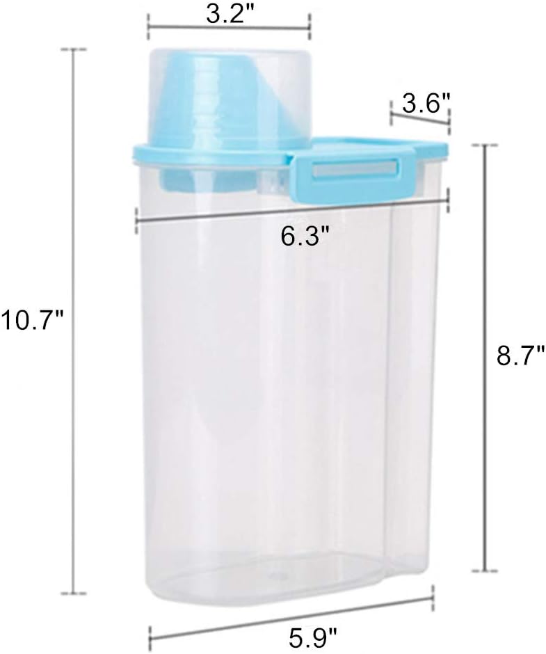 Pet Food Storage Container with Measuring Cup, Pour Spout and Seal Buckles Food Dispenser for Dogs Cats (Purple)