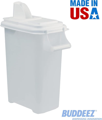 Buddeez Airtight Pet Food Storage Container - 50 QT/50 LB Capacity Dog Food Storage Container - Cat Food Container, Bird Seed Storage Container, Rolling Storage Bin, Air Tight with Handle & Scoop