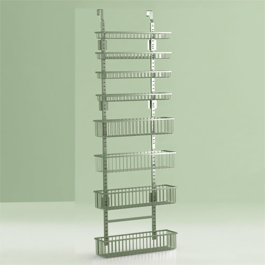 Moforoco White Over The Door Pantry Organizer, Pantry Organization and Storage, Metal Hanging Spice Rack Shelves Door, Seasoning Shelves, Laundry Room Organization, House and Kitchen Essentials