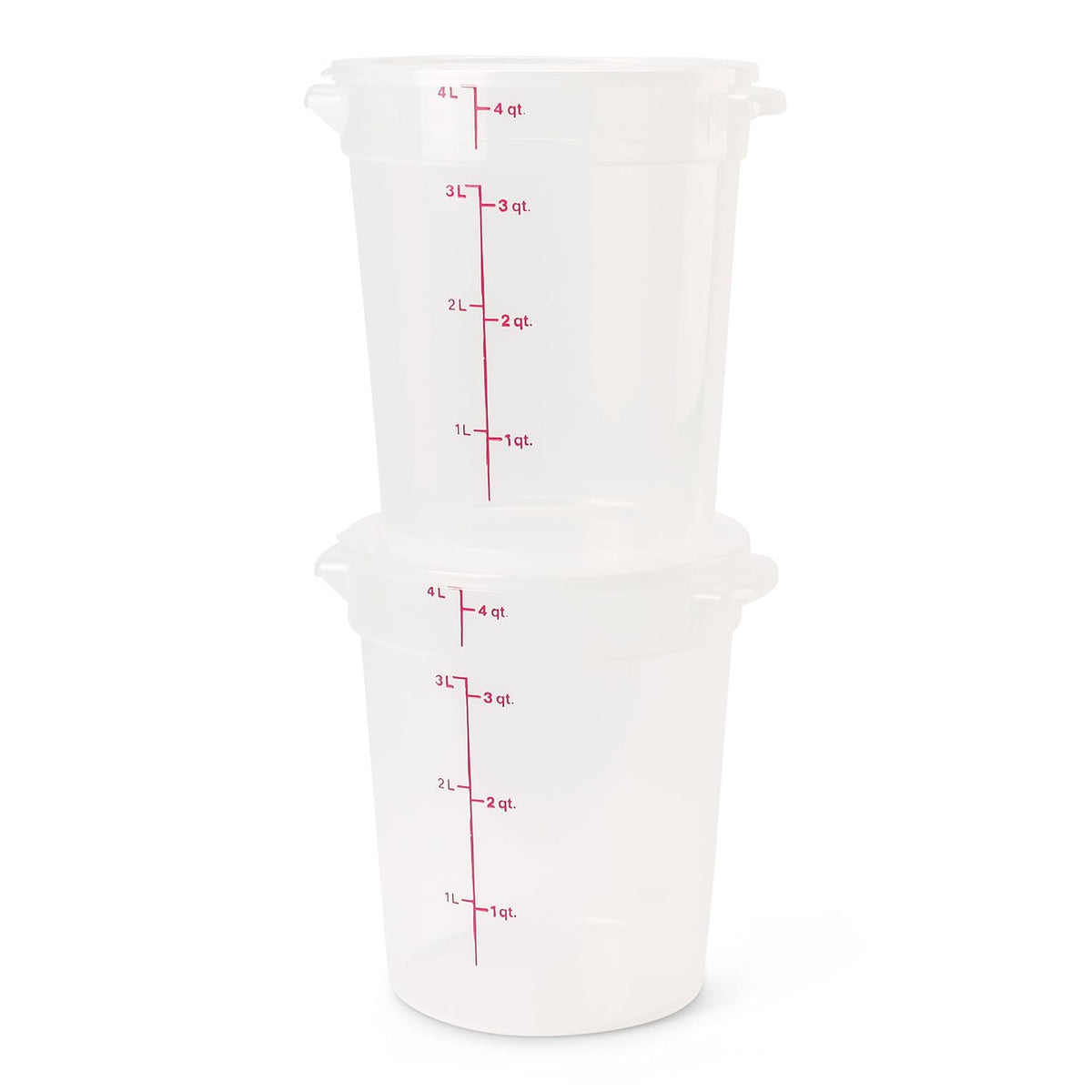 Cambro Food Storage Containers with Lids (BPA-Free) - 4 Quart - Food Grade Buckets with Lids (2 Pack) - For Dough Proofing and Brining (Translucent)