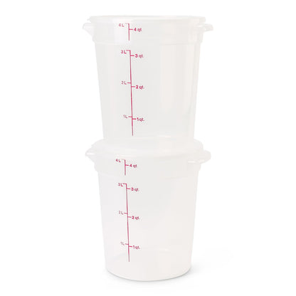 Cambro Food Storage Containers with Lids (BPA-Free) - 4 Quart - Food Grade Buckets with Lids (2 Pack) - For Dough Proofing and Brining (Translucent)