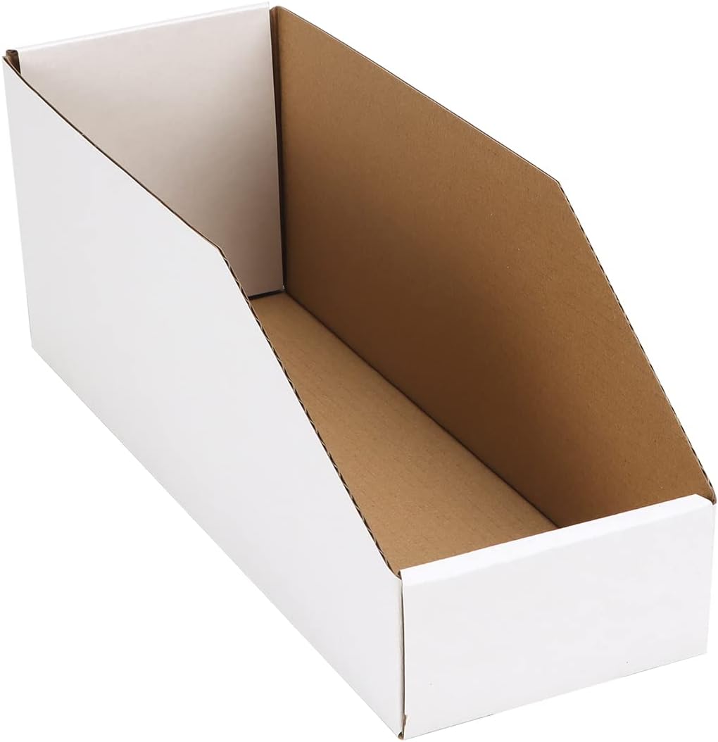 EXYGLO Cardboard Boxes, Pack of 35 Corrugated Storage Bins 12x6x4.5 inch Pantry Organizer Bins for Shelves Garage Office Organization