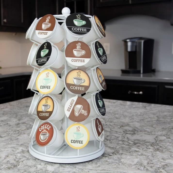 Nifty K Cup Holder – Compatible with K-Cups, Coffee Pod Carousel | 35 K Cup Holder, Spins 360-Degrees, Lazy Susan Platform, Modern Black Design, Home or Office Kitchen Counter Organizer