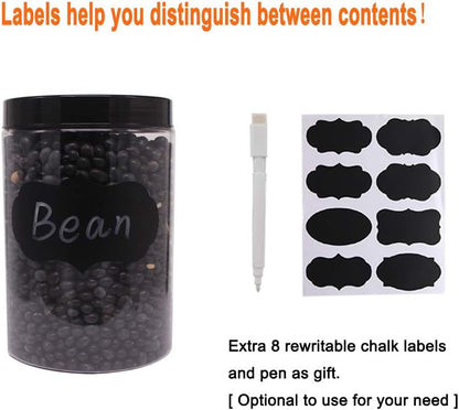 zmybcpack 16 oz Plastic Jars with Lids, Extra Labels, 1 Pen, Clear PET Seal Jar for Food Storage,Wide Opening Storage jar For Dry Food, Peanut, Powder, Kitchen & Craft Storage