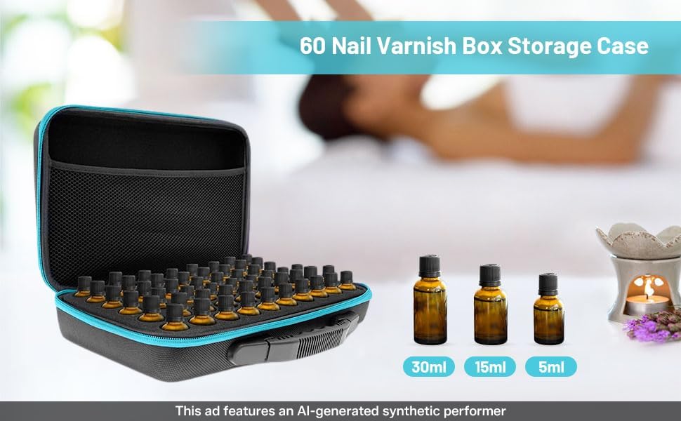 Essential Oil Storage Organizer,60 Bottle EVA Essential Oil Case Essential Oils Box,Essential Oil Storage Carrying Case Holds 5ml- 15ml For Doterra & Young Living,Come with Labels & Bottle (Black)